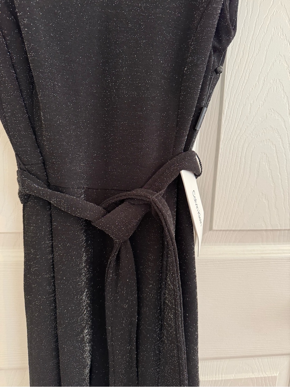 NWT Calvin Klein Shimmering Black Formal  V-Neck Sleeveless Jumpsuit - (Size 4) - Picture 5 of 14